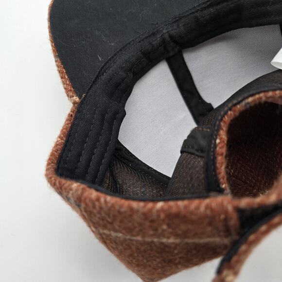 Anthropologie Hat Womens Brown Plaid Baseball Cap Strapback Wool Tweed 6 Panel